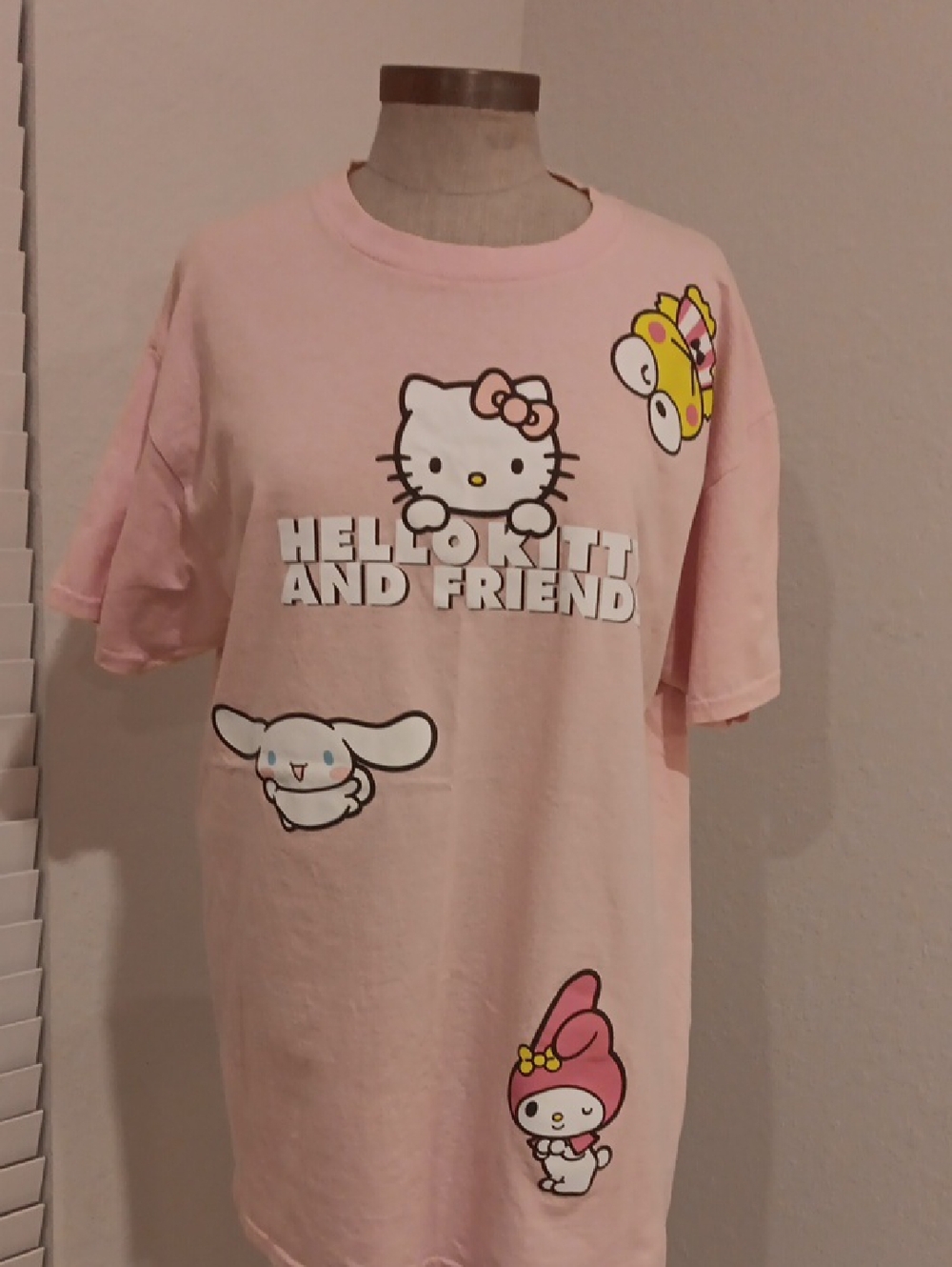 Hello Kitty Light Pink Short Sleeve Graphic Tee with Sanrio Characters